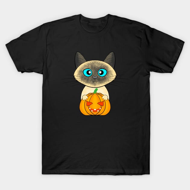 Halloween cute cat pumpkin T-Shirt by ArtDigitalWings